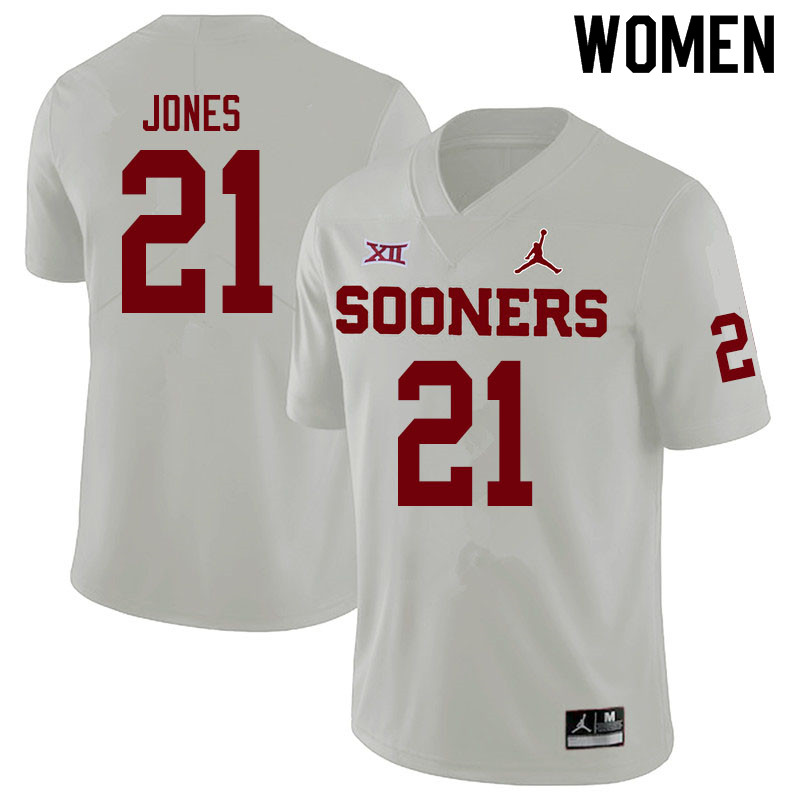Women #21 Ryan Jones Oklahoma Sooners Jordan Brand College Football Jerseys Sale-White